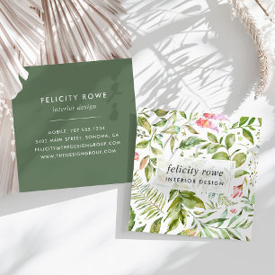 Terrarium Collection Botanical Print Square Business Card