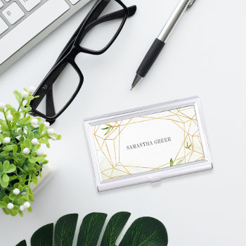 Terrarium | Geometric Botanical Personalized Business Card Case by RedwoodAndVine at Zazzle