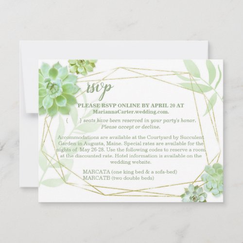 Terrarium Succulent Wedding RSVP  Accommodations