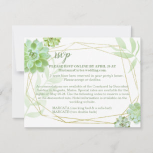 Terrarium Succulent Wedding RSVP & Accommodations Card
