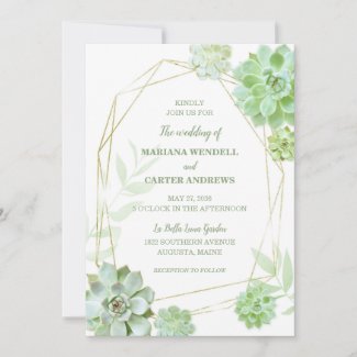 Terrarium Succulents Greenery Wedding Invitation