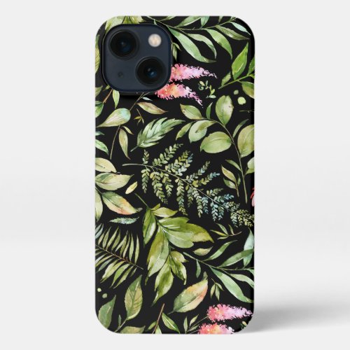 Terrarium Watercolor Botanical Pattern iPhone 13 Case