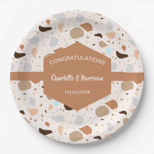 Terrazzo Abstract Earthy Modern Paper Plates