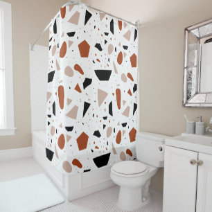 Terrazzo Abstract Geometric Pattern Shower Curtain