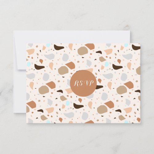 Terrazzo Abstract Modern Earthy Wedding RSVP Card