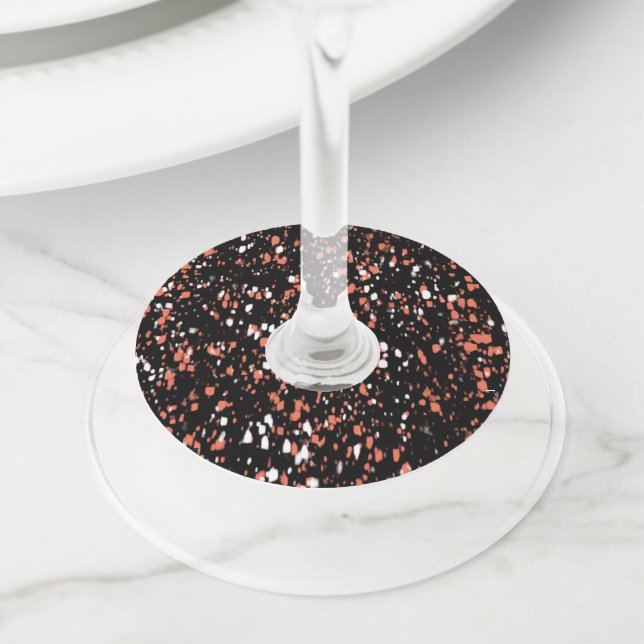 Terrazzo Abstract Pattern Design Wine Glass Tag (Close Up)