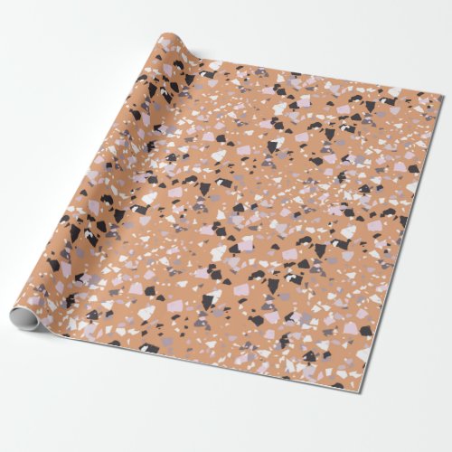 Terrazzo Abstract Pattern Terracotta  Wrapping Paper