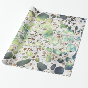 Terrazzo - Agate and gold on marble #2 Wrapping Paper