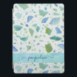 Terrazzo Beach Sea Glass Blue Aqua Green Pattern  iPad Pro Cover<br><div class="desc">"Terrazzo Beach Sea Glass Blue Aqua Green Pattern iPad Pro Cover."  The original artwork was painted in acrylic watercolor on canvas and is printed on your iPad case along with your customized name or message!  Art by internationally licensed artist and designer,  Audrey Jeanne Roberts,  copyright.</div>