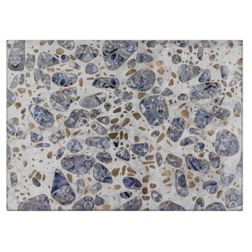 Terrazzo _ Blue Agate and gold on marble 1 Cutting Board