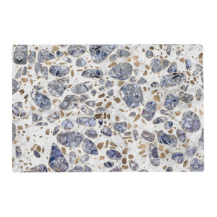 Terrazzo - Blue Agate and gold on marble #1 Placemat