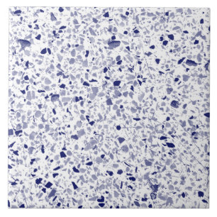 Terrazzo Blue White Minimal Modern Stone Ceramic Tile