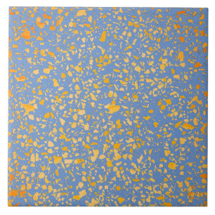 Terrazzo Blue Yellow Minimal Simple Stone Pattern Ceramic Tile