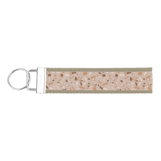 Terrazzo Brown and Beige and Cream Abstract  Wrist Keychain (Keys on Left)