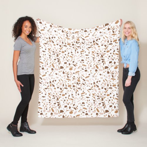 Terrazzo Brown and Beige and White  Fleece Blanket