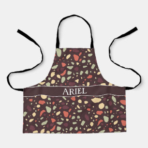 Terrazzo Brown Orange Minimal Pattern Apron