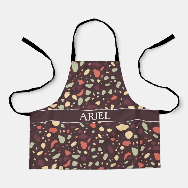 Terrazzo Brown Orange Minimal Pattern Apron (Front)