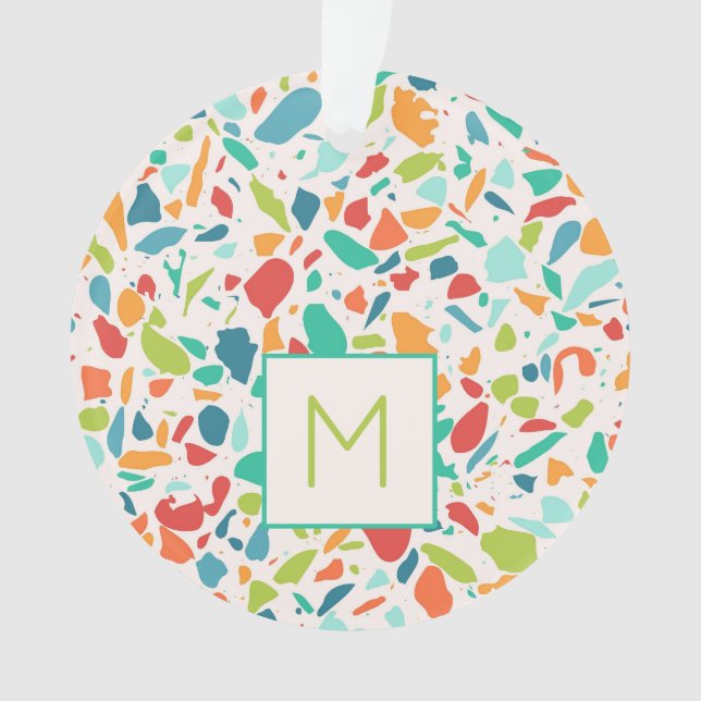 Terrazzo Colorful Architectural INITIAL Designer Ornament (Front)
