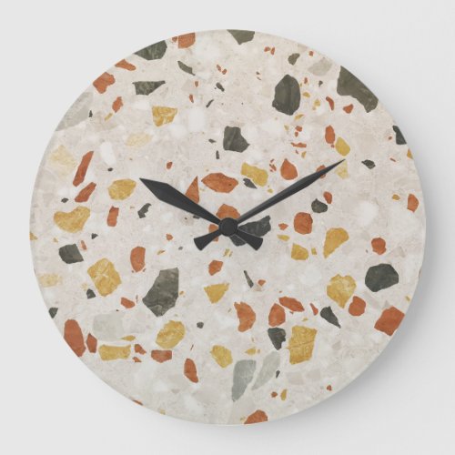 Terrazzo Colorful Concrete Pattern Design Large Clock