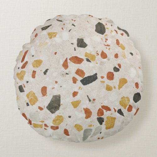 Terrazzo Colorful Concrete Pattern Design Round Pillow