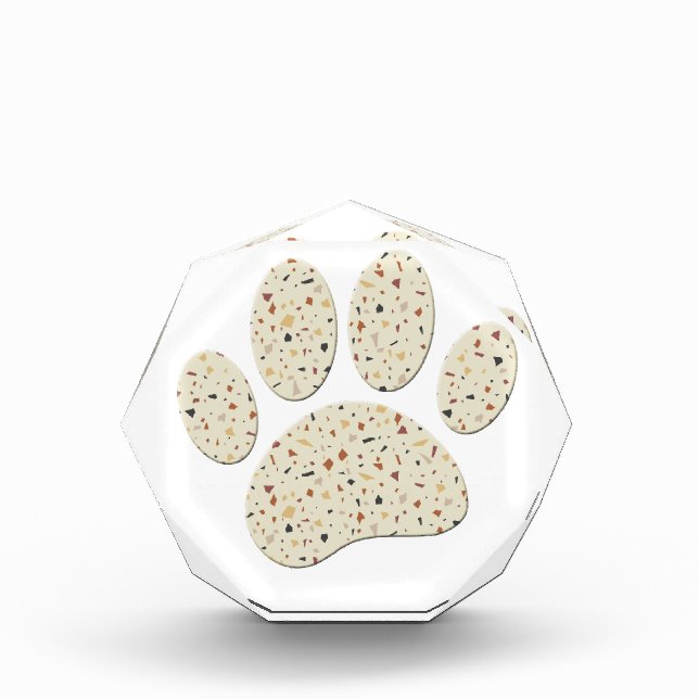 Terrazzo Dog Pawprint Pattern Art Acrylic Award (Front)