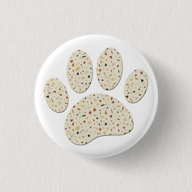Terrazzo Dog Pawprint Pattern Art Button (Front)