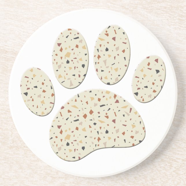 Terrazzo Dog Pawprint Pattern Art Coaster (Front)