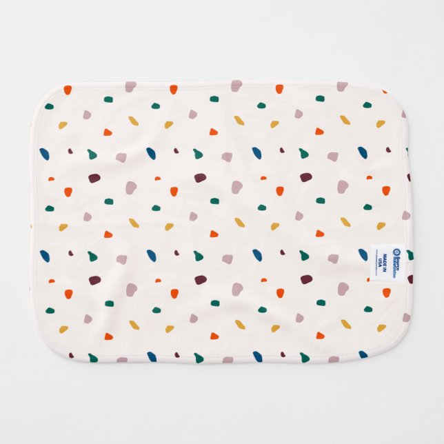 Terrazzo Dots Print Baby Burp Cloth (Back Horizontal)