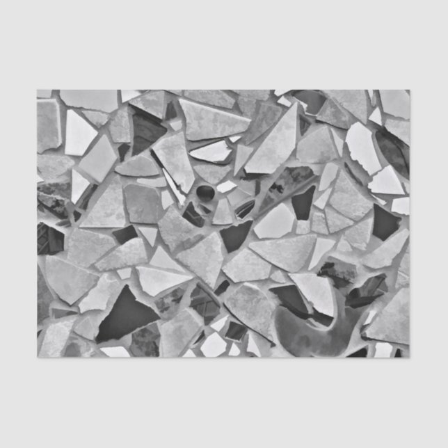 Terrazzo Elegant Black White Gray Pattern Design Tissue Paper (Front)