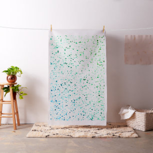 Terrazzo Elegant Green Teal Blue Retro Pattern Fabric