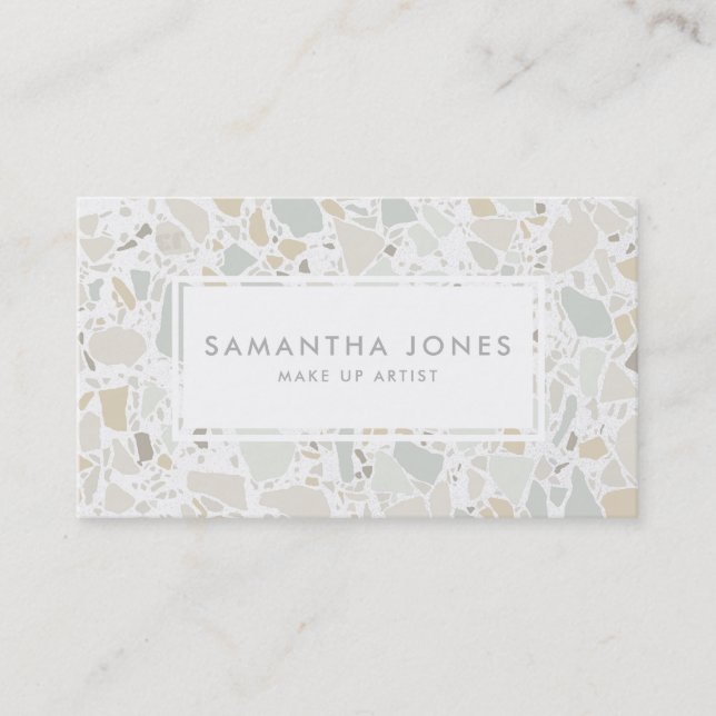 Terrazzo Elegant Stone Simple Modern Make Up Business Card (Front)