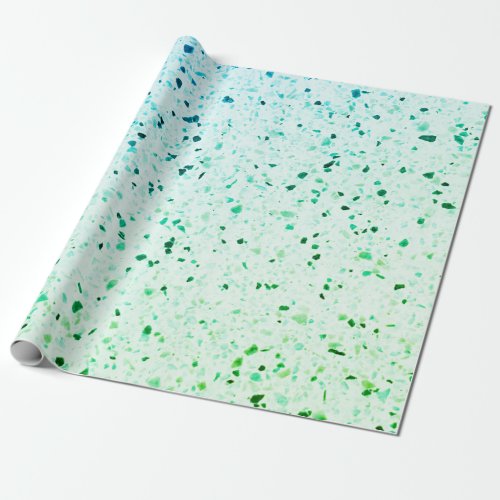 Terrazzo Elegant Teal Blue Green Retro Wrapping Paper