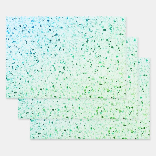 Terrazzo Elegant Teal Blue Green Retro Wrapping Paper Sheets