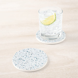 Terrazzo Elegant Teal Blue Green White Grey Retro Coaster