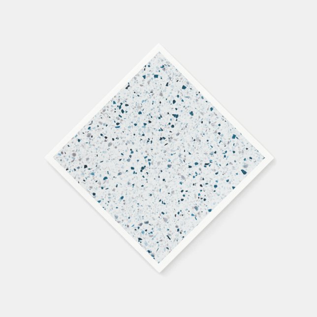 Terrazzo Elegant Teal Blue Green White Grey Retro Napkins (Corner)