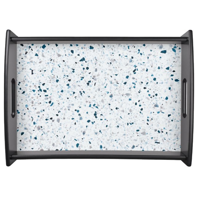 Terrazzo Elegant Teal Blue Green White Grey Retro Serving Tray (Front)