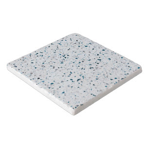 Terrazzo Elegant Teal Blue Green White Grey Retro Trivet