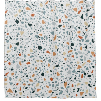 Terrazzo floor marble seamless hand crafted patter shower curtain