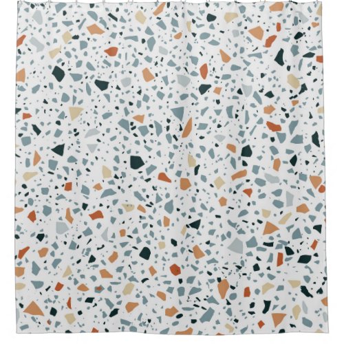 Terrazzo floor marble seamless hand crafted patter shower curtain