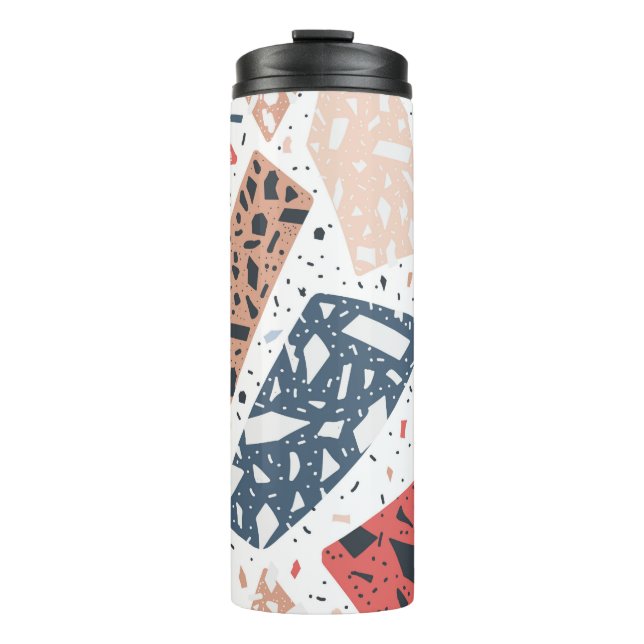 Terrazzo floor marble seamless hand drawn pattern  thermal tumbler (Front)