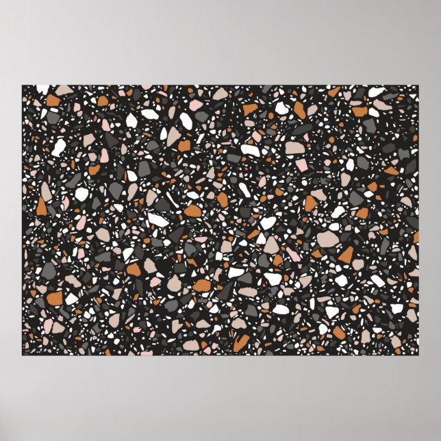 Terrazzo flooring seamless pattern in dark colors. poster (Front)