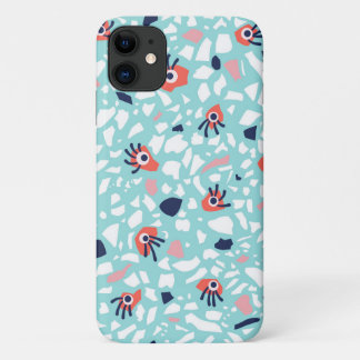 Terrazzo Funny Geometric Pattern With Eyes iPhone 11 Case