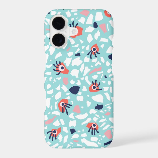 Terrazzo Funny Geometric Pattern With Eyes Iphone Case (Back)