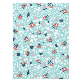 Terrazzo Funny Geometric Pattern With Eyes Tablecloth