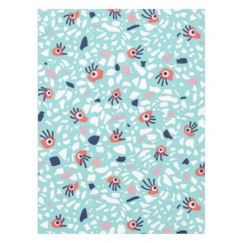 Terrazzo Funny Geometric Pattern With Eyes Tablecloth by borianag at Zazzle