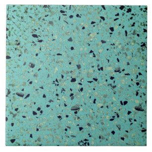 Terrazzo Green Teal Minimal Modern Stone Pattern Ceramic Tile