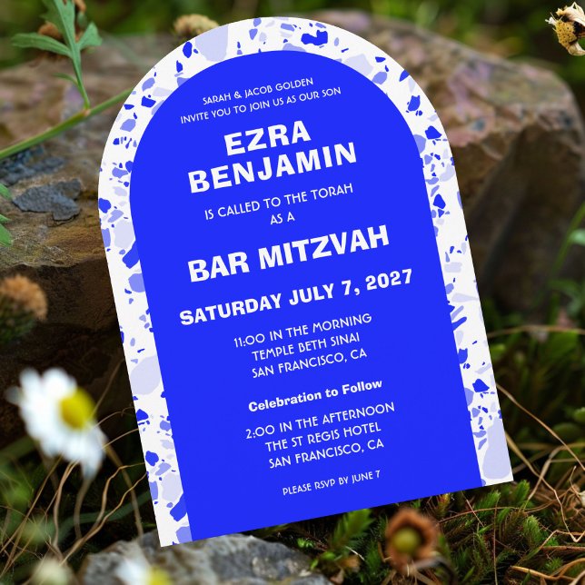 Terrazzo Hand Drawn Custom Bar Bat Mitzvah Arch Invitation (Terrazzo Hand Drawn Custom Bar Bat Mitzvah Arch Invitation
)