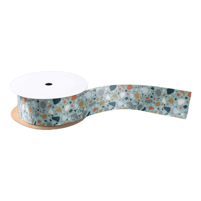 Terrazzo In Blue Satin Ribbon (Spool)