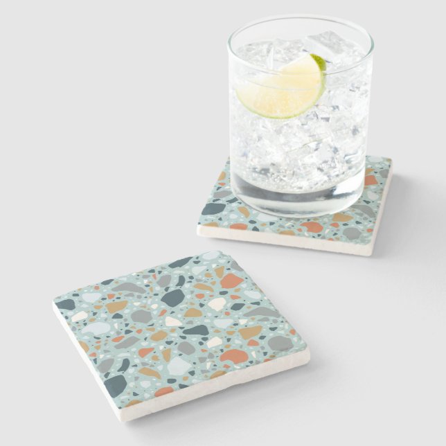 Terrazzo In Blue Stone Coaster (Side)