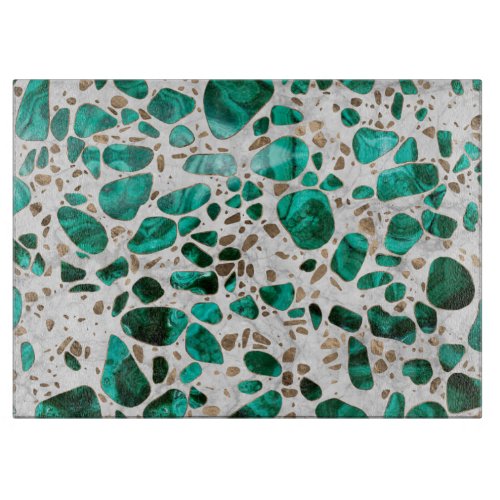 Terrazzo _ Malachite and gold on marble 1 Cutting Board